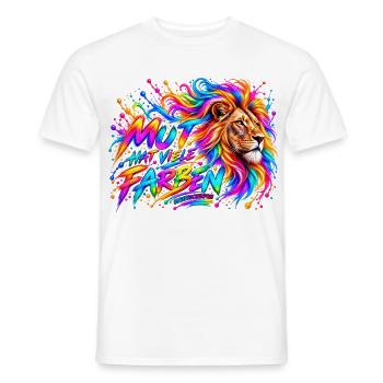 Mut hat viele Farben – Löwenstärke - Männer T-Shirt - Weiß - Vorne - AI Model Male 178 dark (178cm)