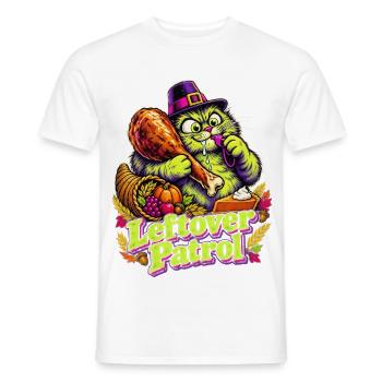 Thanksgiving-Katze Leftover Patrol beim Truthahn - Männer T-Shirt - Weiß - Vorne - AI Model Male 178 dark (178cm)