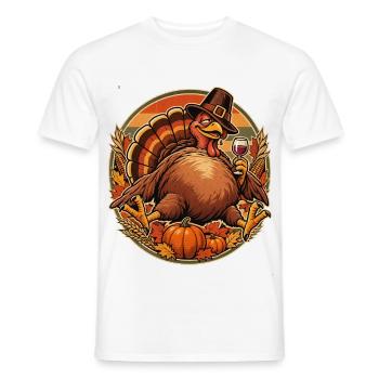 Thanksgiving Truthahn im Fresskoma - Männer T-Shirt - Weiß - Vorne - AI Model Male 178 dark (178cm)