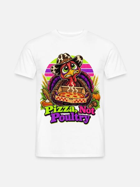 Thanksgiving-Truthahn mit Pizza-Cowboy-Spruch - Männer T-Shirt - Weiß