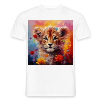 Löwenbaby – buntes Tiermotiv - Männer T-Shirt - Weiß - Vorne - AI Model Male 178 dark (178cm)
