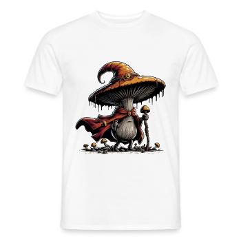 Pilz Zauberer mit Umhang - Männer T-Shirt - Weiß - Vorne - AI Model Male 178 dark (178cm)