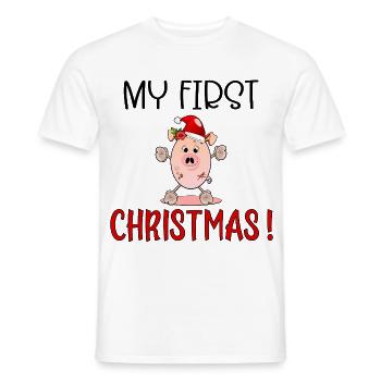 Erste Weihnachten, Ferkelbaby, Englisch - Männer T-Shirt - Weiß - Vorne - AI Model Male 178 dark (178cm)