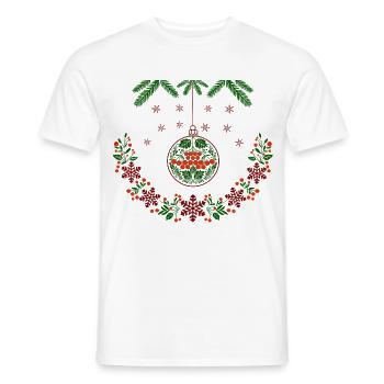 Weihnachtskranz mit Vogelbeeren - Männer T-Shirt - Weiß - Vorne - AI Model Male 178 dark (178cm)