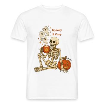 Gruseliger und gemütlicher Halloween-Skelettkaffee - Männer T-Shirt - Weiß - Vorne - AI Model Male 178 dark (178cm)