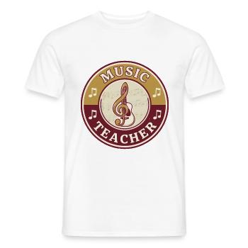 Vintage-Musiklehrer Treble Clef Gitarrenabzeichen oben - Männer T-Shirt - Weiß - Vorne - AI Model Male 178 dark (178cm)