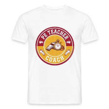 Vintage Sportlehrer-Trainerpfeife-Stoppuhr-Abzeichen - Männer T-Shirt - Weiß - Vorne - AI Model Male 178 dark (178cm)