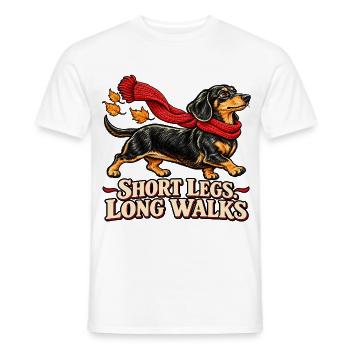 Short Legs Long Walks - Dackel mit Schal - Männer T-Shirt - Weiß - Vorne - AI Model Male 178 dark (178cm)