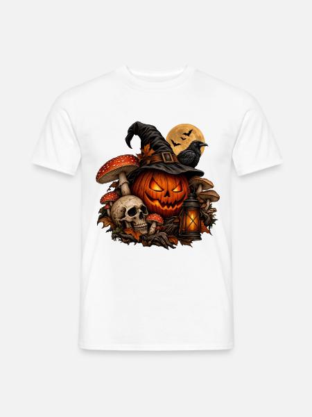 Dunkle Magie: Exklusives Halloween-Design - Männer T-Shirt - Weiß