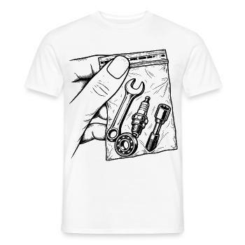 Mechanische Sucht – Pouch Tools Candle Key - Männer T-Shirt - Weiß - Vorne - AI Model Male 178 dark (178cm)
