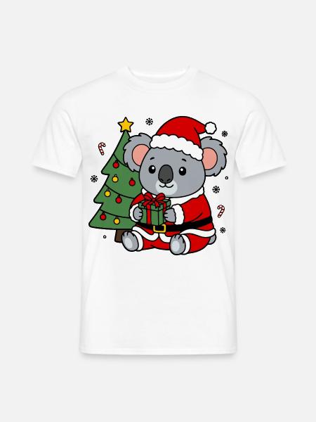 Süßes Kawaii-Koala-Weihnachts-Weihnachtsgeschenk - Männer T-Shirt - Weiß