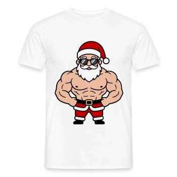 Kawaii Muscle Santa Big Fitness Weihnachten - Männer T-Shirt - Weiß - Vorne - AI Model Male 178 dark (178cm)