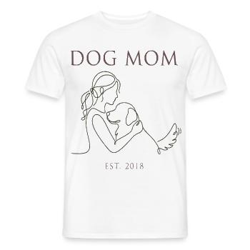 Hundemama Linienkunst mit Welpen - Männer T-Shirt - Weiß - Vorne - AI Model Male 178 dark (178cm)