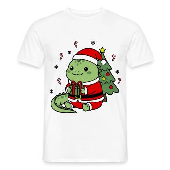 Niedlicher Kawaii-Leguan-Weihnachtsmann-Weihnachtsbaum - Männer T-Shirt - Weiß - Vorne - AI Model Male 178 dark (178cm)