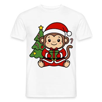 Niedliche Kawaii-Affen-Weihnachtsbaum-Geschenkkunst - Männer T-Shirt - Weiß - Vorne - AI Model Male 178 dark (178cm)