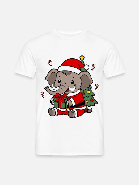 Süßes Kawaii-Mammut-Weihnachtsbaumgeschenk - Männer T-Shirt - Weiß