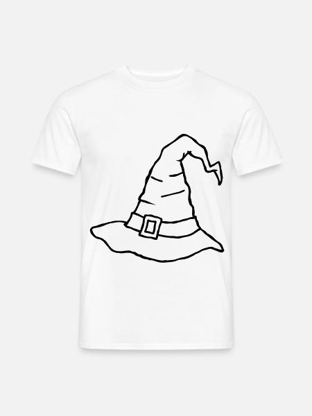 Krummer Hexenhut – Halloween-Kritzelzeichnung - Männer T-Shirt - Weiß