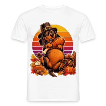 Thanksgiving Dackel satt im Truthahn-Traum - Männer T-Shirt - Weiß - Vorne - AI Model Male 178 dark (178cm)