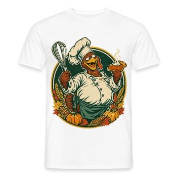 Thanksgiving-Truthahn mit Kürbiskuchen-Eskapade - Männer T-Shirt - Weiß - Vorne - AI Model Male 178 dark (178cm)
