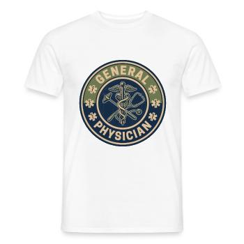 Vintage-Abzeichen des Allgemeinarztes mit dem Stab von Asclepius - Männer T-Shirt - Weiß - Vorne - AI Model Male 178 dark (178cm)