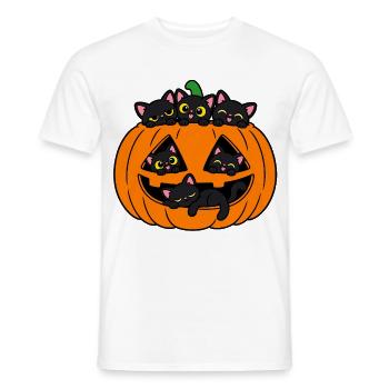 Katzen in einem Halloween-Kürbis - Männer T-Shirt - Weiß - Vorne - AI Model Male 178 dark (178cm)