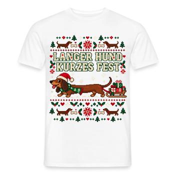 Weihnachtsdackel - Langer Hund kurzes Fest - Männer T-Shirt - Weiß - Vorne - AI Model Male 178 dark (178cm)