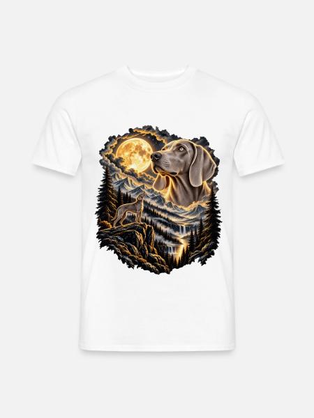 Hundefreunde Vollmond Hundemotiv - Männer T-Shirt - Weiß