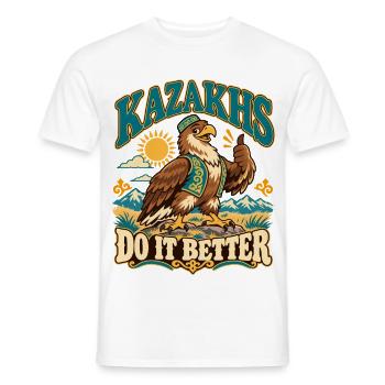 Kasachstan Retro Kultur und Stolz - Männer T-Shirt - Weiß - Vorne - AI Model Male 178 dark (178cm)