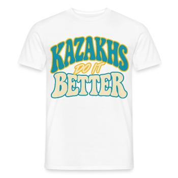 Kasachen Stolz mit Kulturmotiv - Männer T-Shirt - Weiß - Vorne - AI Model Male 178 dark (178cm)