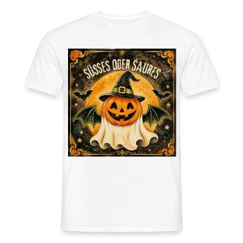 Süßes oder Saures Halloween-Kürbis - Männer T-Shirt - Weiß - Vorne - AI Model Male 178 dark (178cm)