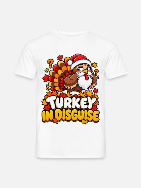 Turkey in Disguise Cartoon Christmas - Männer T-Shirt - Weiß