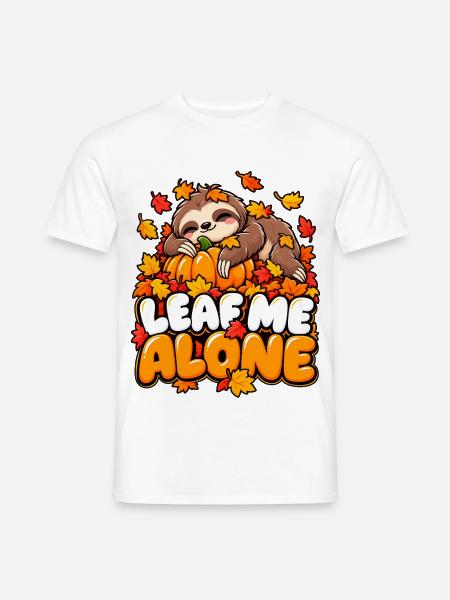 Leaf Me Alone – Herbst-Faultier - Männer T-Shirt - Weiß