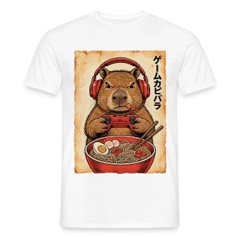 Gamer, Gaming, Japanische, Zocker, Capybara, Ramen - Männer T-Shirt - Weiß - Vorne - AI Model Male 178 dark (178cm)