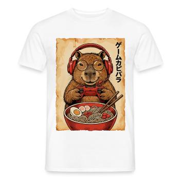 Gamer, Gaming, Japanische, Zocker, Capybara, Ramen - Männer T-Shirt - Weiß - Vorne - AI Model Male 178 dark (178cm)