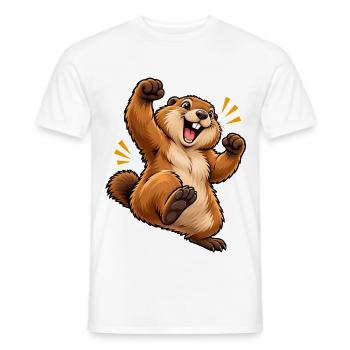 Cartoon springendes Eichhörnchen - Männer T-Shirt - Weiß - Vorne - AI Model Male 178 dark (178cm)