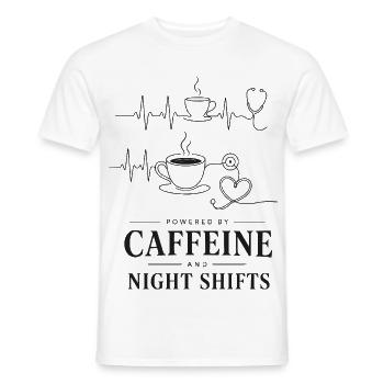 Kaffee Herz Nacht Schicht - Männer T-Shirt - Weiß - Vorne - AI Model Male 178 dark (178cm)
