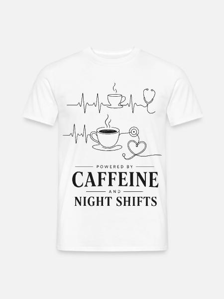 Kaffee Herz Nacht Schicht - Männer T-Shirt - Weiß