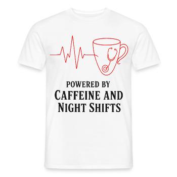 Kaffee und Nachtschichten - Männer T-Shirt - Weiß - Vorne - AI Model Male 178 dark (178cm)
