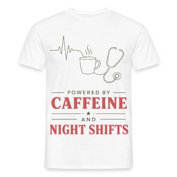 Kaffee und Nachtschicht Motiv - Männer T-Shirt - Weiß - Vorne - AI Model Male 178 dark (178cm)