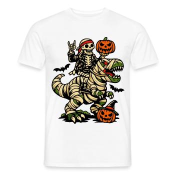 Skelett reitet Dino Halloween Kostüm Dinosaurier - Männer T-Shirt - Weiß - Vorne - AI Model Male 178 dark (178cm)