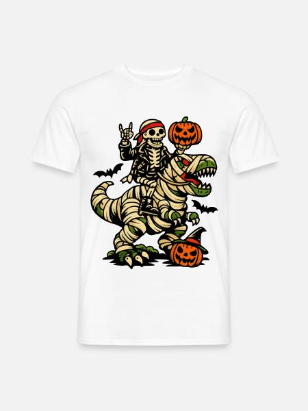 Skelett reitet Dino Halloween Kostüm Dinosaurier - Männer T-Shirt - Weiß