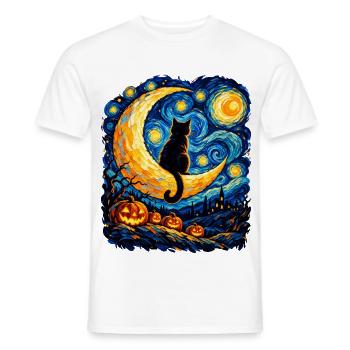 Mondkatze im Sternennacht-Labyrinth - Männer T-Shirt - Weiß - Vorne - AI Model Male 178 dark (178cm)