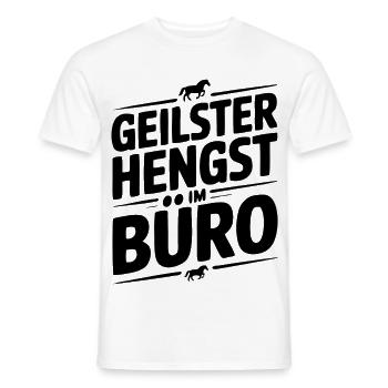 Geiler Hengst im Büro Bürosprüche Mann Lustig Fun - Männer T-Shirt - Weiß - Vorne - AI Model Male 178 dark (178cm)
