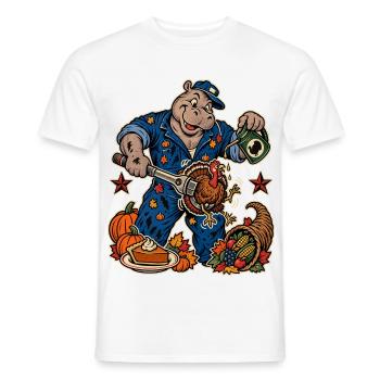 Thanksgiving Nilpferd-Mechaniker mit - Männer T-Shirt - Weiß - Vorne - AI Model Male 178 dark (178cm)