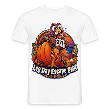 Thanksgiving-Truthahn Leg Day Escape Plan - Männer T-Shirt - Weiß - Vorne - AI Model Male 178 dark (178cm)