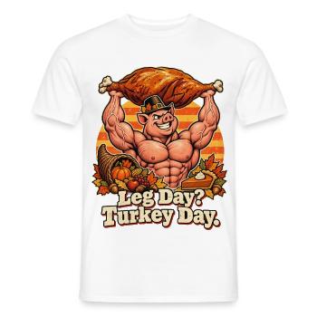 Thanksgiving Bodybuilder-Schwein Truthahn Spruch - Männer T-Shirt - Weiß - Vorne - AI Model Male 178 dark (178cm)