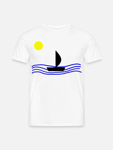 Mit dem Boot auf dem Meer - Männer T-Shirt - Weiß