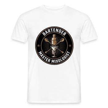 Barkeeper-Meister-Mixologe-Shaker-Abzeichen-Geschenk - Männer T-Shirt - Weiß - Vorne - AI Model Male 178 dark (178cm)