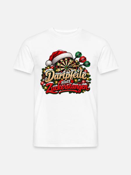 Weihnachten Darts Dartpfeil statt Zuckerstangen - Männer T-Shirt - Weiß