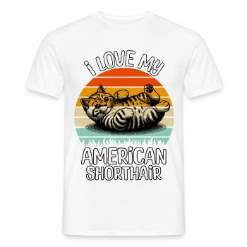 Lustige Amerikanische Kurzhaarkatze - Männer T-Shirt - Weiß - Vorne - AI Model Male 178 dark (178cm)